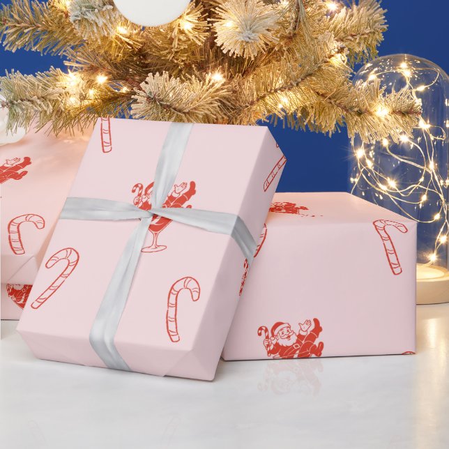 Papai Noel em Papel de Presente de Copo de Martini (Feriados)
