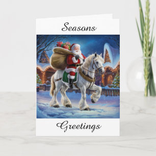 Papai Noel em um Cartão de Natal de Cavalo
