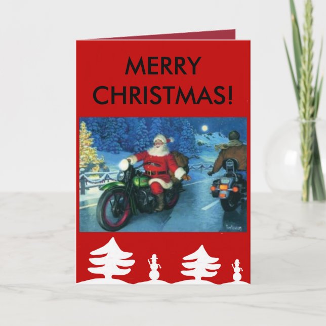Papai noel em um cartão de Natal de Harley (Frente)