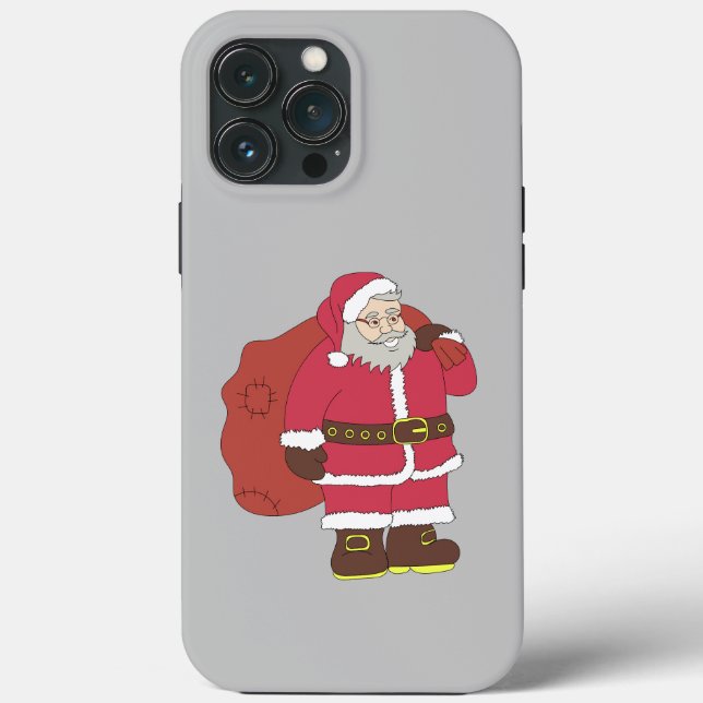 Papai Noel em vermelho com saco de presentes e ócu (Verso)