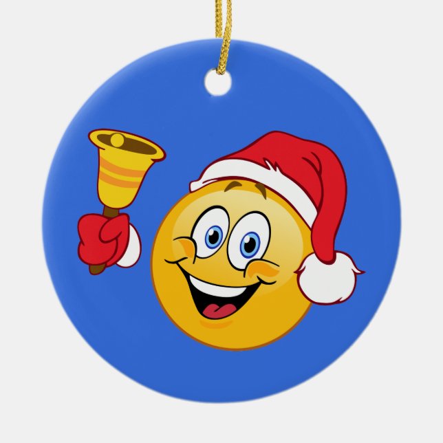 Papai Noel Emoji que soa o ornamento de Bell (Frente)