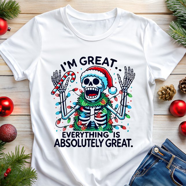 Papai Noel Esqueleto Eu Sou Ótimo Camiseta Diverti (Criador carregado)