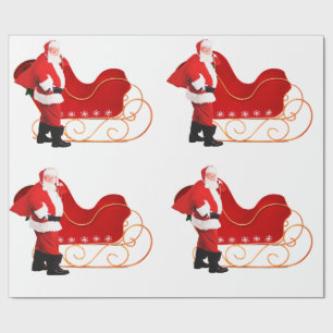 Papai Noel está vindo para o papel de embrulho da