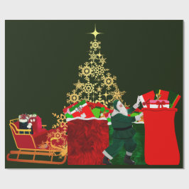 Papai Noel está vindo para o papel de embrulho da