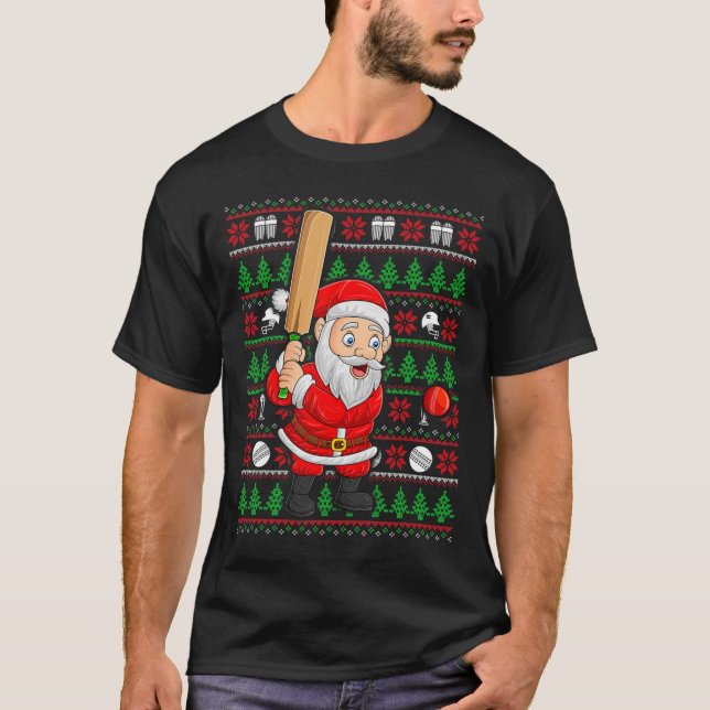 Papai Noel Estilo Suéter Feio de Natal Jogando Crí (Frente)