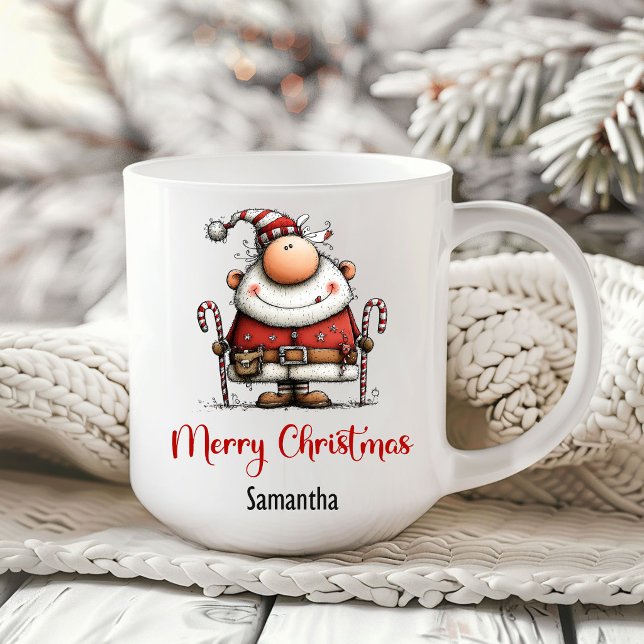 Papai Noel Excêntrico Caneca de Café Divertida (Whimsy Quirky Santa Claus Funny Coffee Mug)
