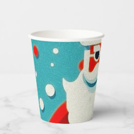 Papai Noel feliz encara taça de papel