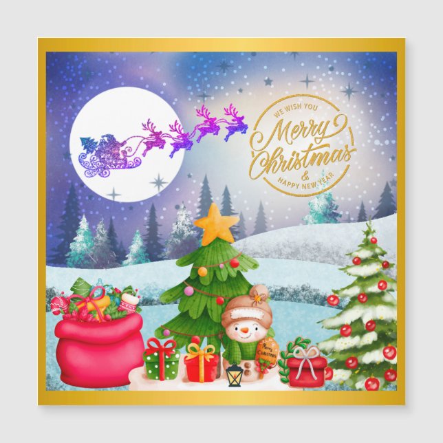 Papai Noel Feliz Natal Árvore Presente & Feliz Ano (Frente)