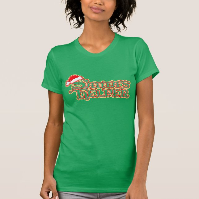 Papai noel Helper Red White e Gold t-shirt de Nata (Frente)