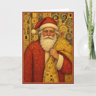 Papai Noel Inspirado em Klimt Cartão de Natal Anti