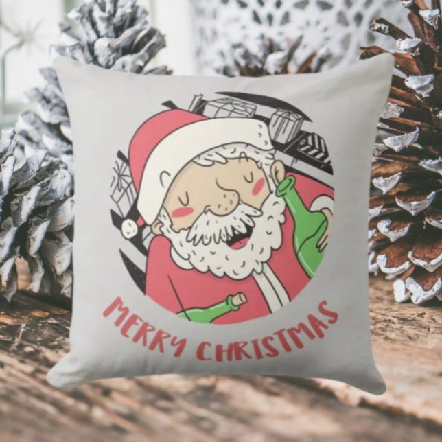 Papai Noel Meio Bêbado | Almofada de Natal Diverti (Criador carregado)
