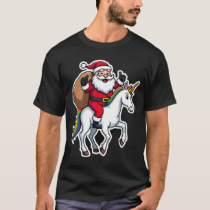 Papai Noel Montando Unicórnio de Natal - Camisas d