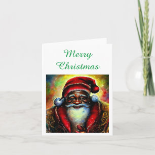 Papai Noel Negro Cartão de Natal Feliz em Branco