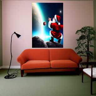 Papai Noel no Espaço AI Art Poster