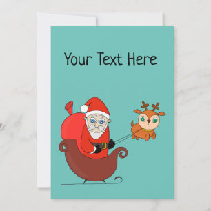  Papai Noel no Sleigh com uma Rena Fofa