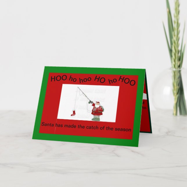 Papai Noel Pescando em um Cartão de Natal (Frente)