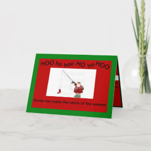 Papai Noel Pescando no Natal em um Cartão de Natal
