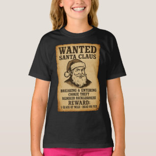 Papai Noel Procurado – Camiseta de Férias Divertid