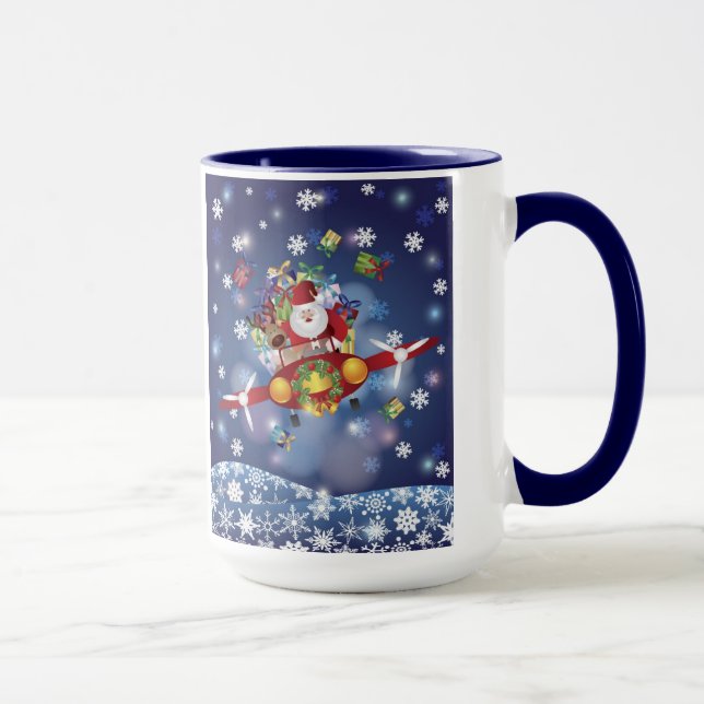 Papai noel que voa a caneca antiga do avião (Direita)