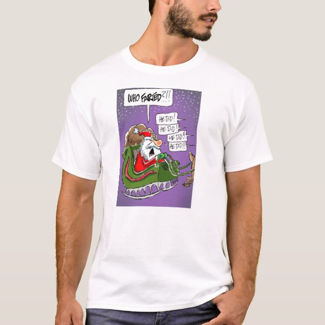 Papai noel "quem Farted?!" T-shirt do Natal dos (Frente)
