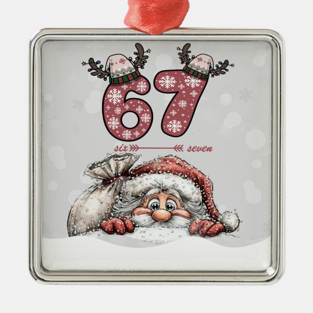 Papai Noel se Escondendo do Seis Sete Enfeite de N (Frente)