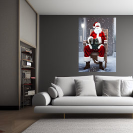 Papai Noel sentado em uma cadeira | AI Art Poster