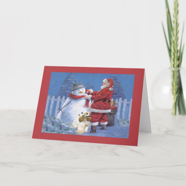 Papai noel Snowman2 do cartão de Natal de cocker (Frente)
