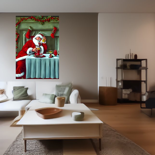 Papai Noel tem muito para beber | AI Art Poster (Criador carregado)