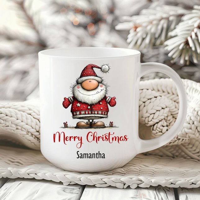 Papai Noel Travesso Caneca de Café Divertida (Playful Whimsy Santa Claus Funny Coffee Mug)
