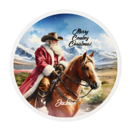 Papai Noel Vestindo Chapéu de Cowboy e Montando Ca