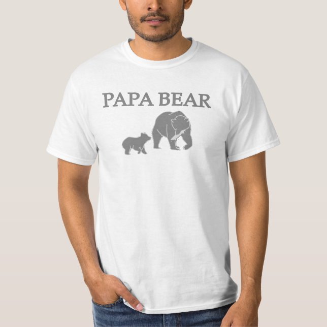 "Papai Urso" Camiseta de Urso Pescando com Filhote (Frente)
