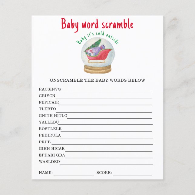 Papais noeis adormecidos - Baby Word Scramble (Frente)