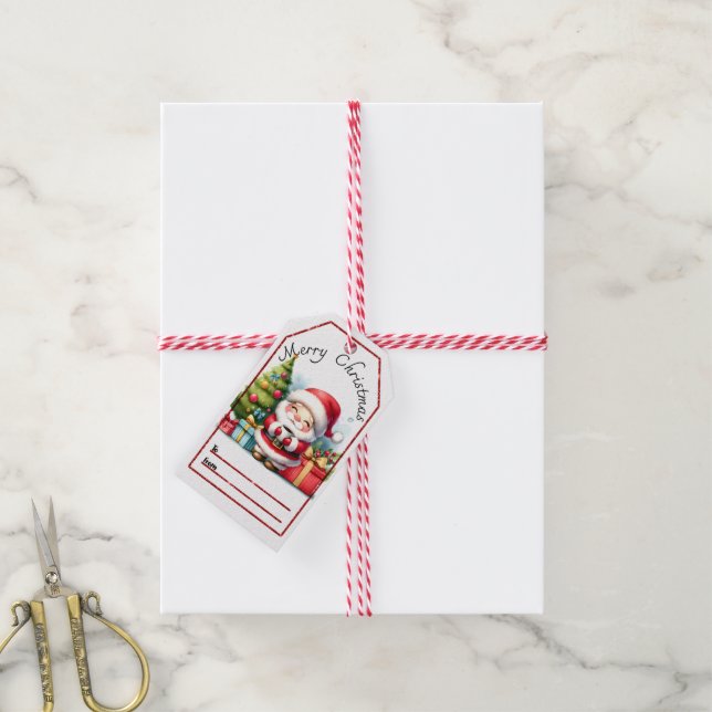 Papais noeis alegres etiquetas de Natal (Com cordão)
