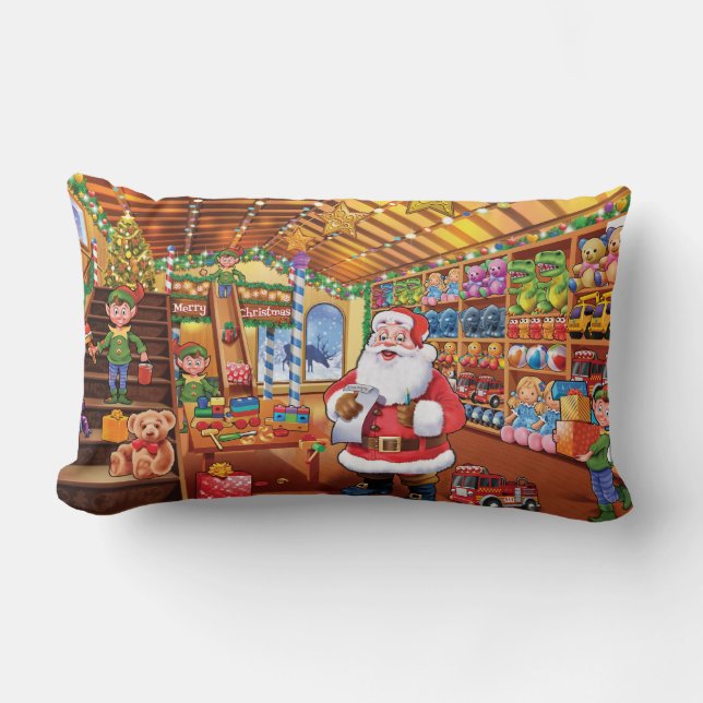 Papais noeis, almofada lombar com Elves! (Frente)