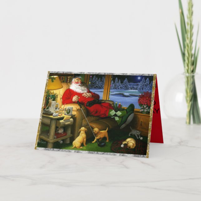 Papais noeis Amarrando após Golfe em um Cartão de  (Frente)