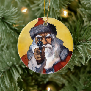 Papais noeis assustadores Enfeites de natal cerâm