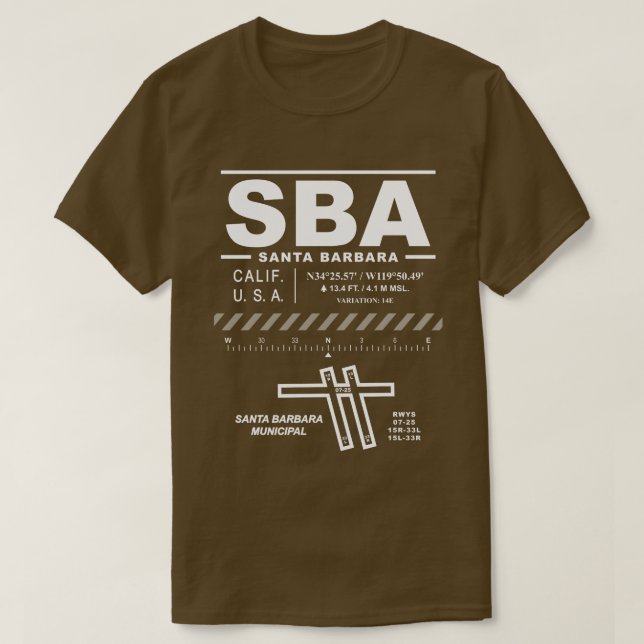 Papais noeis Barbara Municipal Airport SBA T-Shirt (Frente do Design)