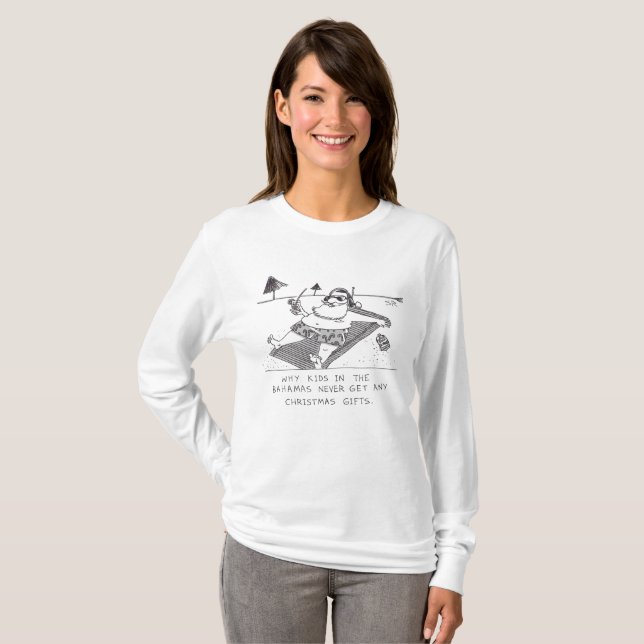 Papais noeis Beach Time Mulheres camisa branca de  (Frente Completa)
