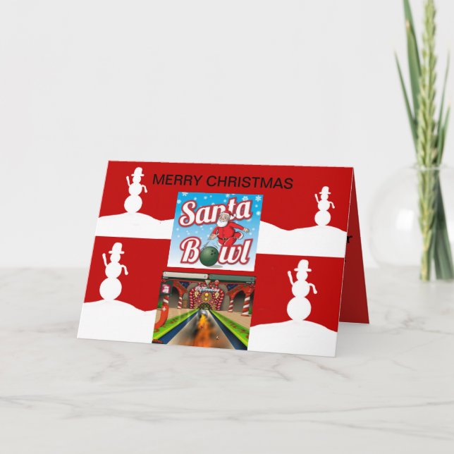 Papais noeis Boliche Cartão de Natal (Frente)