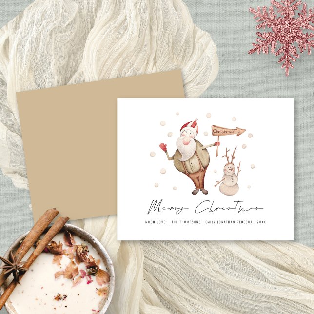 Papais noeis bonitos de orçamento Snowman Feliz Na (Front and back view. Budget price 4.5 x 5.6" alternative)