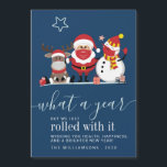 Papais noeis bonitos Reindeer Snowman 2020 Script<br><div class="desc">Personalize este cartão de Natal "Que Ano" bonito com sua própria mensagem ou exclua clicando no botão "Personalizar isso" acima. Traga um pouco de alegria de Natal este ano com este cartão engraçado e fofo personalizável</div>