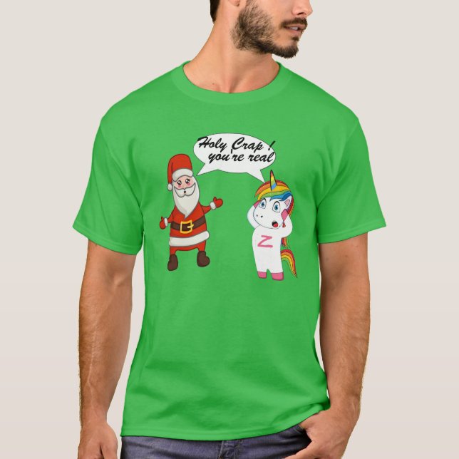 Papais noeis Camisa de Natal Unicorn - Feriado Eng (Frente)