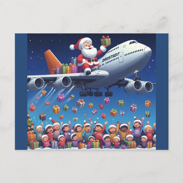 Papais noeis com carona no cartão postal jumbo (Frente)