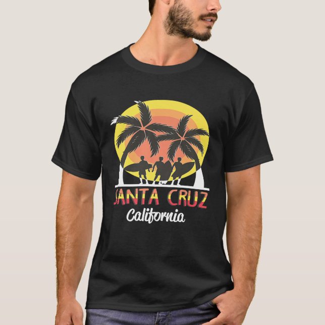 Papais noeis Cruz Camisa Surf Presente na Cidade d (Frente)