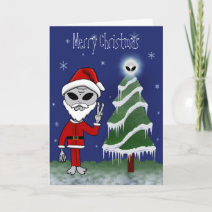 Papais noeis de alienígena Cartões de Natal