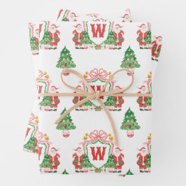 Papais noeis de Aquarela Monograma Crest Natal