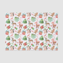 Papais noeis de Aquarela Papel de Tecido de Natal