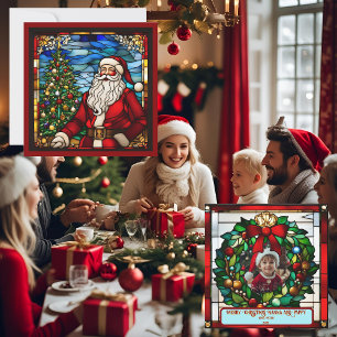 Papais noeis De Árvore De Natal Faux Placa De Vidr