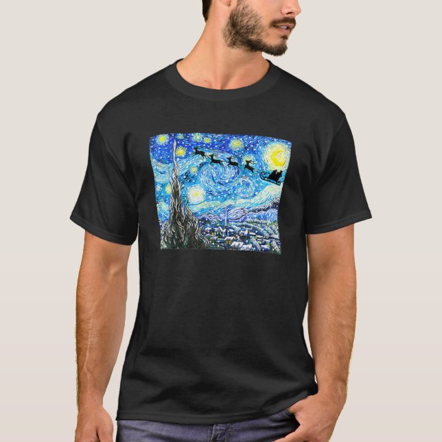 Papais noeis de camisa da Noite Estrelada de Natal (Frente)