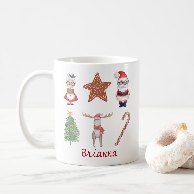 Papais noeis de caneca de Natal personalizados Sra (Com Donut)